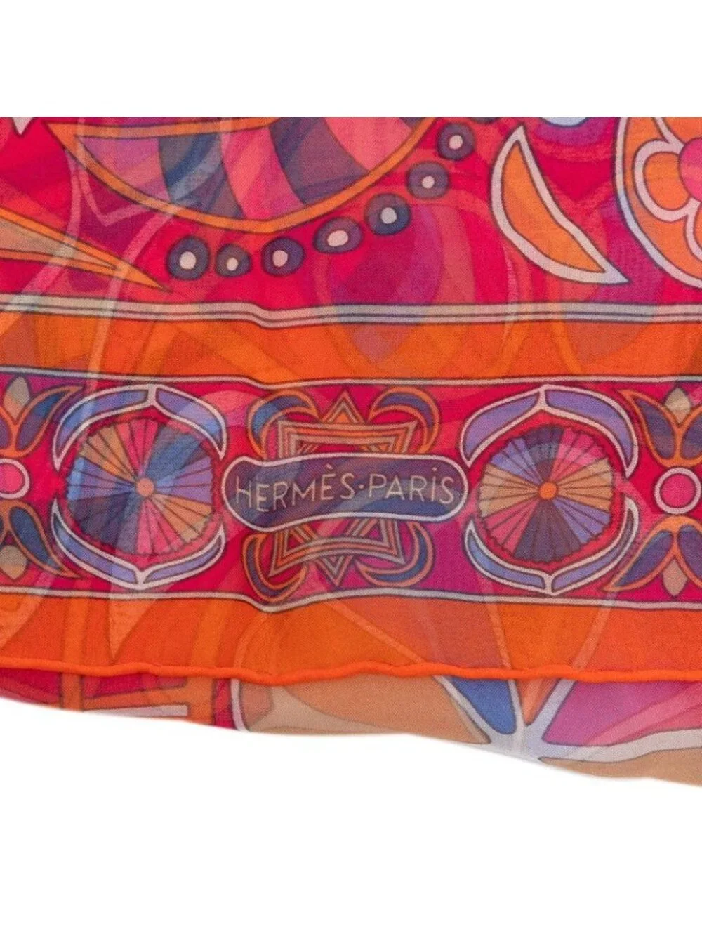 Hermes Long Shawl Large Red Multicolor Silk Scarf
